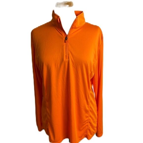 #317 NEON ORANGE  Ladies 1/4 Zip Pullover - Picture 1 of 7